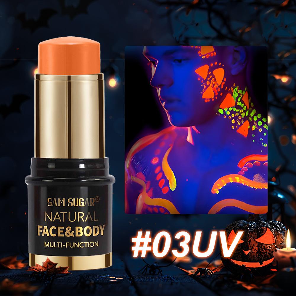 SAM SUGAR UV Glow Face and Body Paint Stick Neon Blacklight Painting Makeup Crayon for Halloween Festival Rave Party Stage Cosmetics