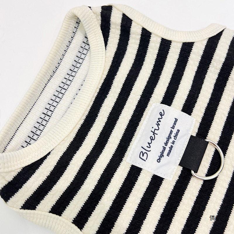 Spring & Autumn Cotton Striped Dog Vest - Comfortable Leash-Pulling Outfit for Teddy, Bichon, Small & Medium Dogs