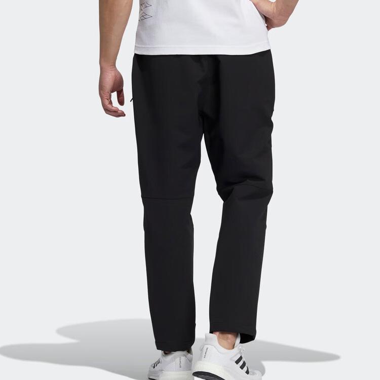 adidas Solid Color Logo Print Sports Fitness Long Pants Men Bottoms Black H39220