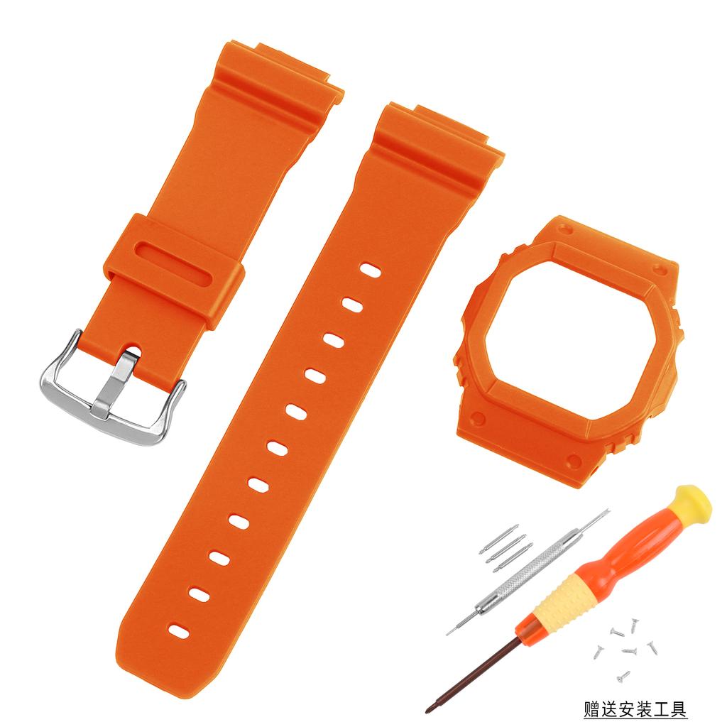 Rubber Strap + Protective Bezel Case for Casio G-Shock DW-5600/GW-M5610/GW-B5600 | Men's Watch Band  | Shock Resistant Bracelet