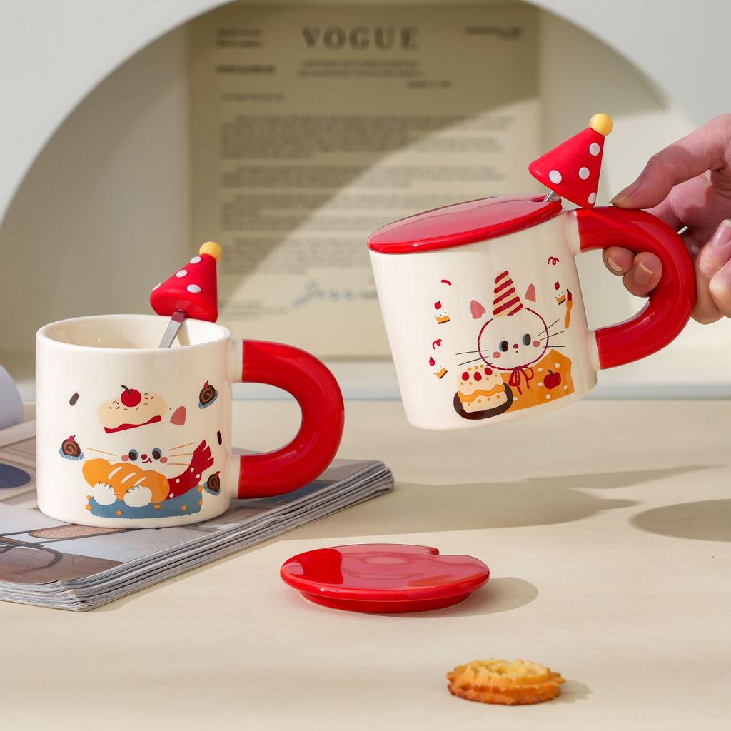 Creative cute bread cat mug personalized ceramic drinking cup high value simple souvenir coffee cup