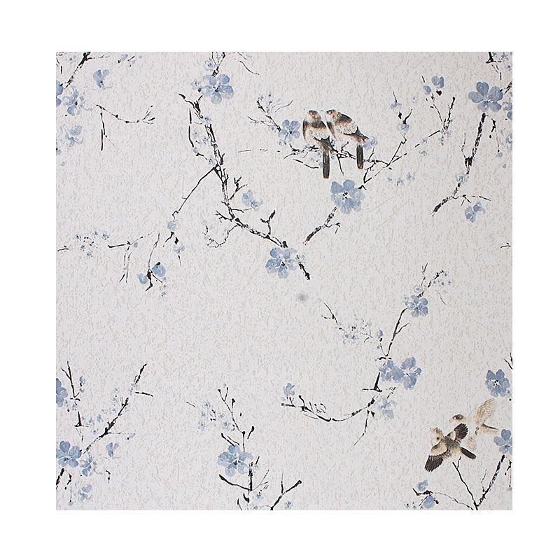 Floral Peel And Stick Wallpaper Blue Flower And Bird Wallpaper Decorative Self Adhesive Peel Vinyl Film Wall Paper for Bedroom