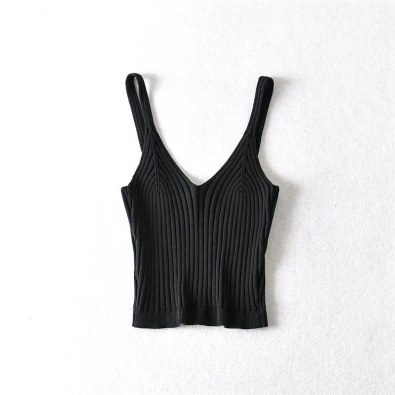 Sexy Crop Tops Pletené Halter Tílko Ženy Léto Camis Košilka bez zad Móda Žebrovaný top s trubkou Dámská zkrácená vesta bez rukávů