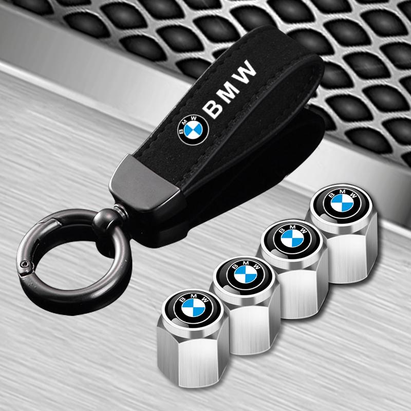 Car Wheel Tire Valve Stems Cap With Keychain Keyring Badge For BMW M E46 E90 E60 F30 F10 E39 E36 F20 G30 G20 E87 E92 E91 E30