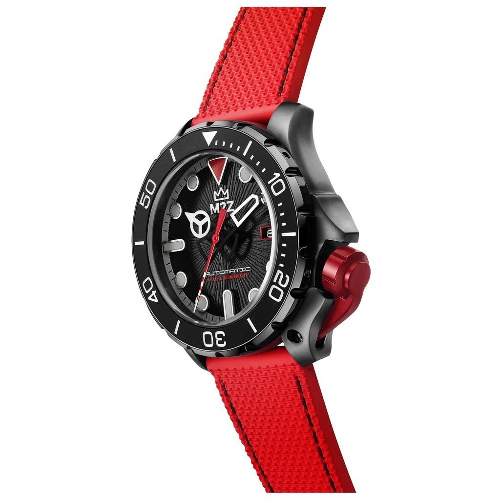 M2Z Diver 200 Saphirglas Rotes Armband Schwarzes Zifferblatt Automatik 200-005 200M Herrenuhr