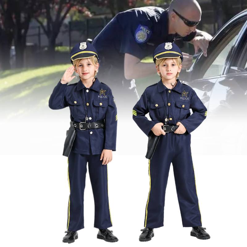 Police Halloween Children Costumes Set Party Show Cosplay Decorations Festival