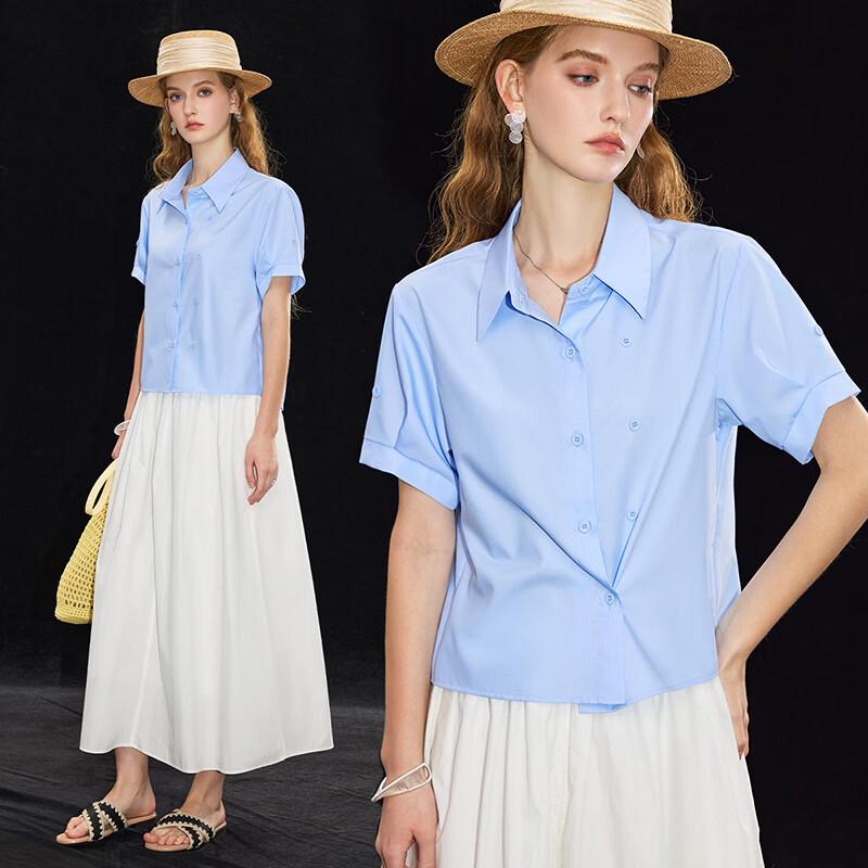 Women s Modal Blend Lapel Short Sleeve Shirt L