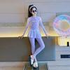Girls' Long Sleeve Two-Piece Swimsuit Set - Sun Protection, Sweet Style 2026 for Middle School Students