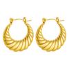 Trendy Charm Gold Color Stainless Steel Twisted Texture Hoop Earrings for Woman Girl Korean Temperament Jewelry Accessory Gifts