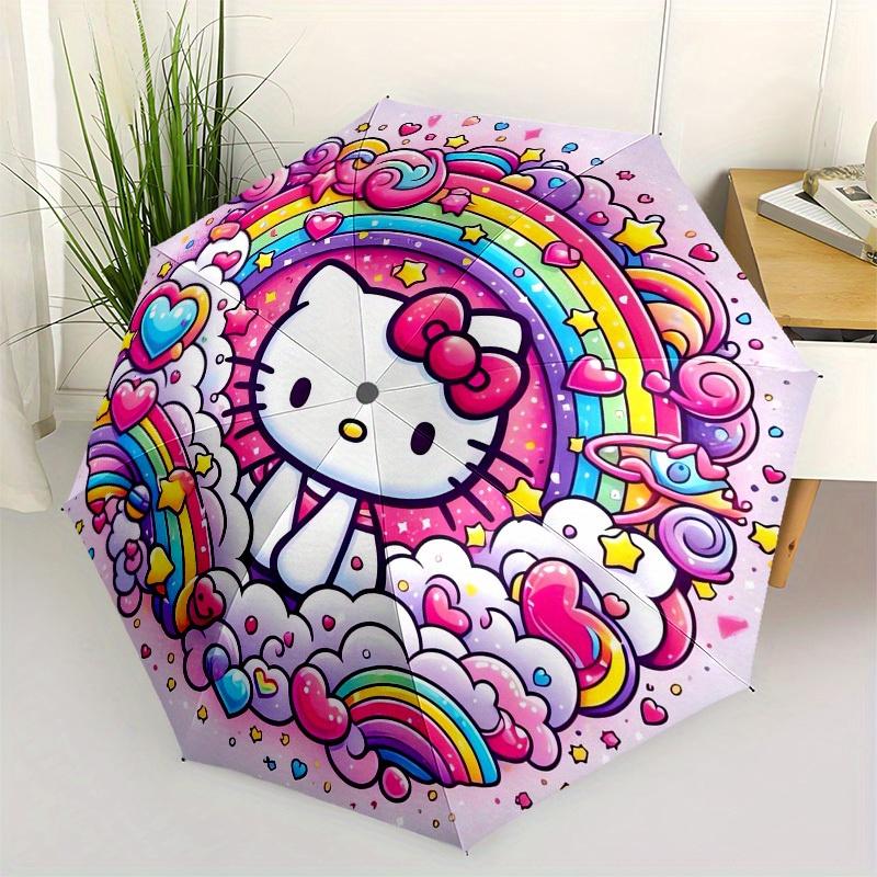 1pc Hello Kitty Rainbow Clouds Umbrella with Plastic Handle,Suitable for All Seasons Home Travel Outdoor UmbrellaSanlio531