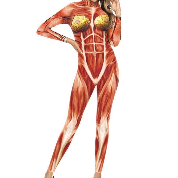 3D Digital Printing Stage Performance Costumes Adults Halloween Events Carnival Theme Party Cosplay Outfit Pretend Game Jumpsuit