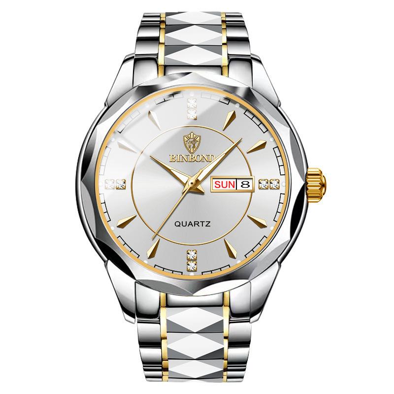 Watch Stainless steel business double calendar waterproof men's watch local tyrant gold watch