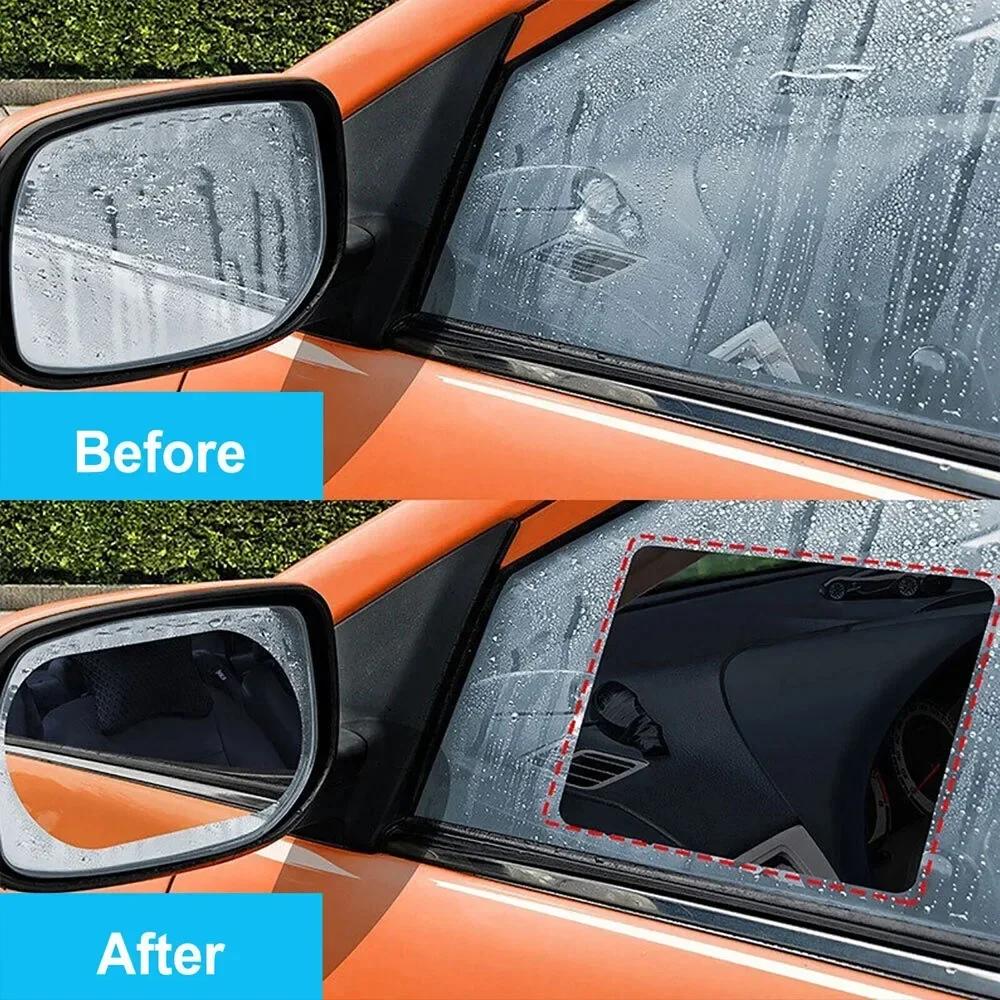 4pcs/Set Car Side Rearview Mirror Waterproof Anti-Fog Film Side Window Glass Film Can Protect Your Vision Driving On Rainy Days