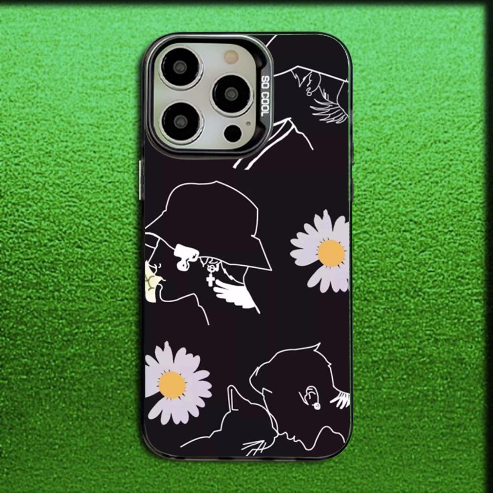 Chrysanthemum Singer GD G-Dragon Phone Case For iPhone 16,15,14,13,12,11,Mini,Pro,SE,MAX Gray Matte Silicone Black Cover iPhone12mini