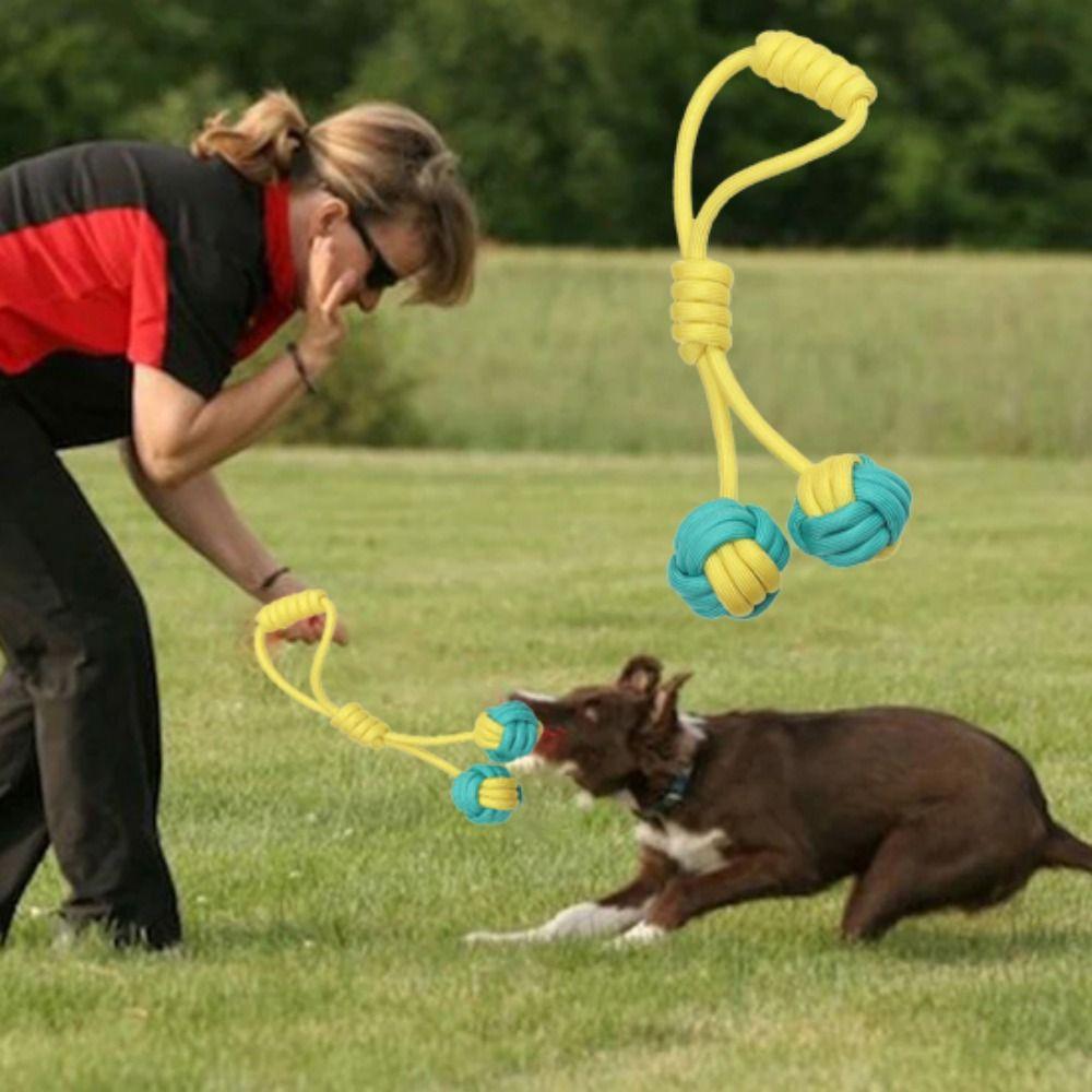

Игрушка для собак с ручкой, тянущая мяч, полипропиленовое волокно, интерактивный контроллер для собак, тренировка с мячом