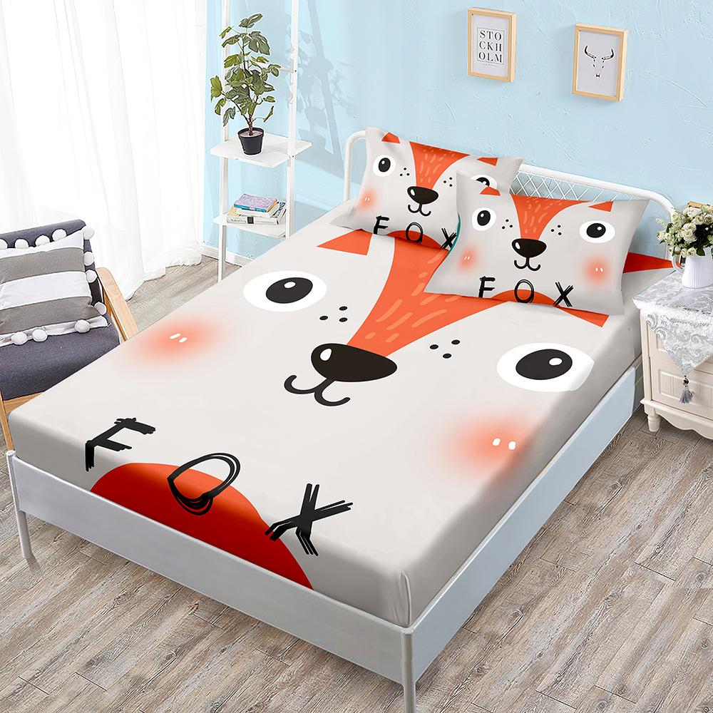Cartoon Three-Piece Animal Fox Unicorn Mattress Mattress Mattress Protective Cover