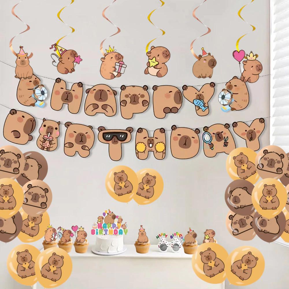 Topper Torta Capibara Animale Carino Decorazioni Cupcake Per Bambini Buon Compleanno Tema Capibara Articoli per Festa Baby Shower
