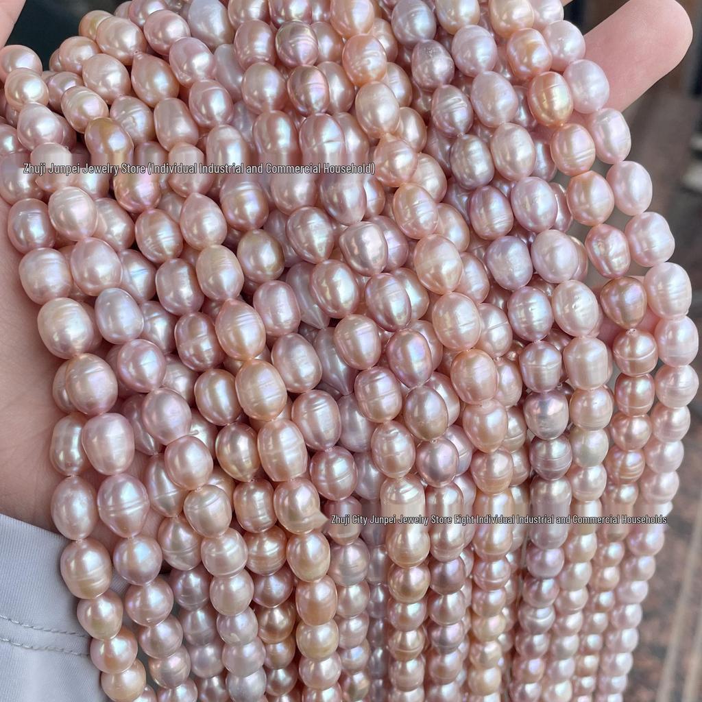 7-9mm Natural Taro Purple Freshwater Pearl Rice Beads Strand for DIY