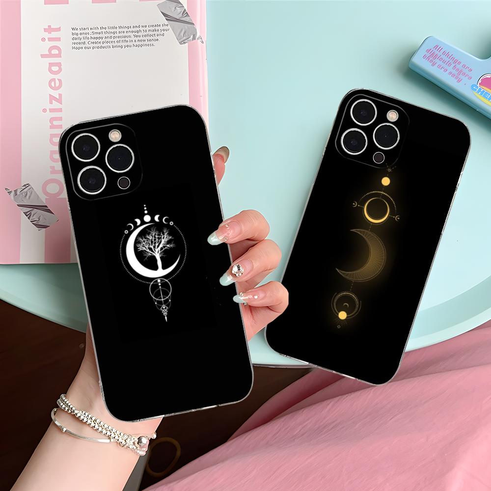 Sun Moon Mobile Cell Phone Case for iPhone 17 16 15 14 13 12 11 X XR XS Air Pro Max Plus Mini Clear Colorful Cover Cellphones