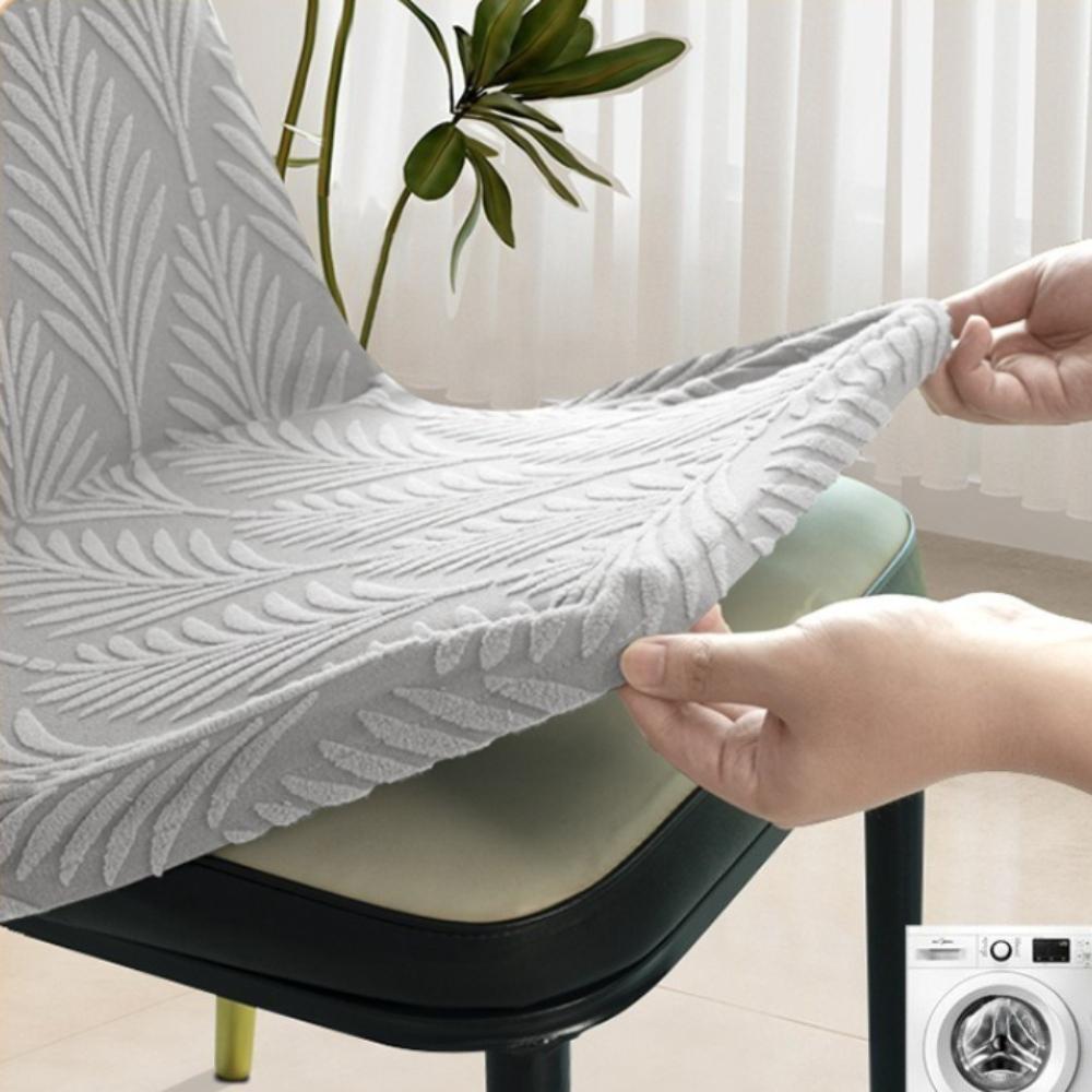 Stretch Chair Cover Leaf Jacquard Dining Chair Slipcover Solid Color Curved Chair Protector for Party Home Pokrowce Na Krzesła