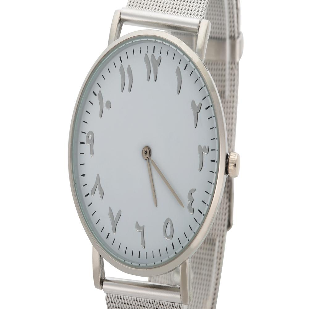 Quartz Movement Stainless Steel Strap Analog Round   Watch Wristwatch (Silver)