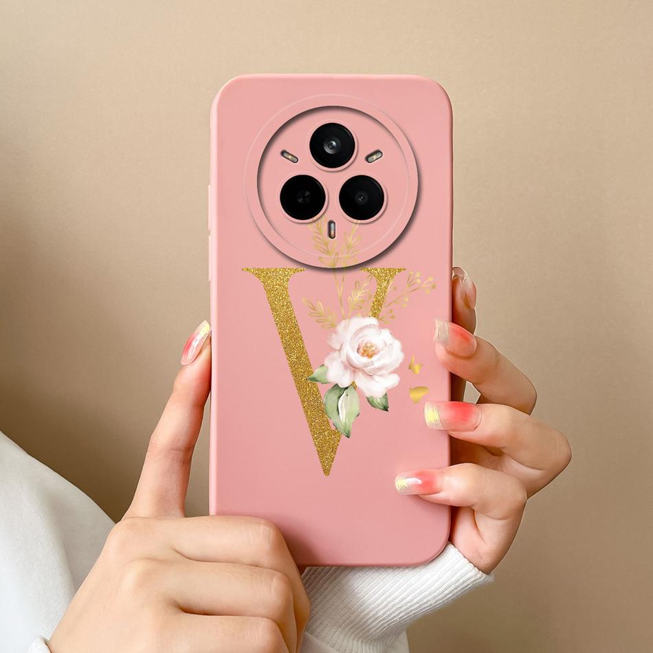 For Realme 14 Pro Plus Case Simple Letters Cover Soft Premium Liquid Silicone Funda Anti Drop Full Protection Phone Back Housing