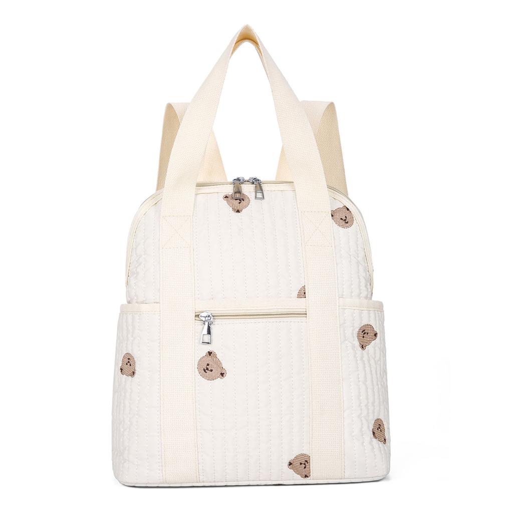 Embroidered Baby Handbag Large Capacity Soft Padded Shoulder Bag Stylish Nylon Backpack for Baby Bottles & Diapers