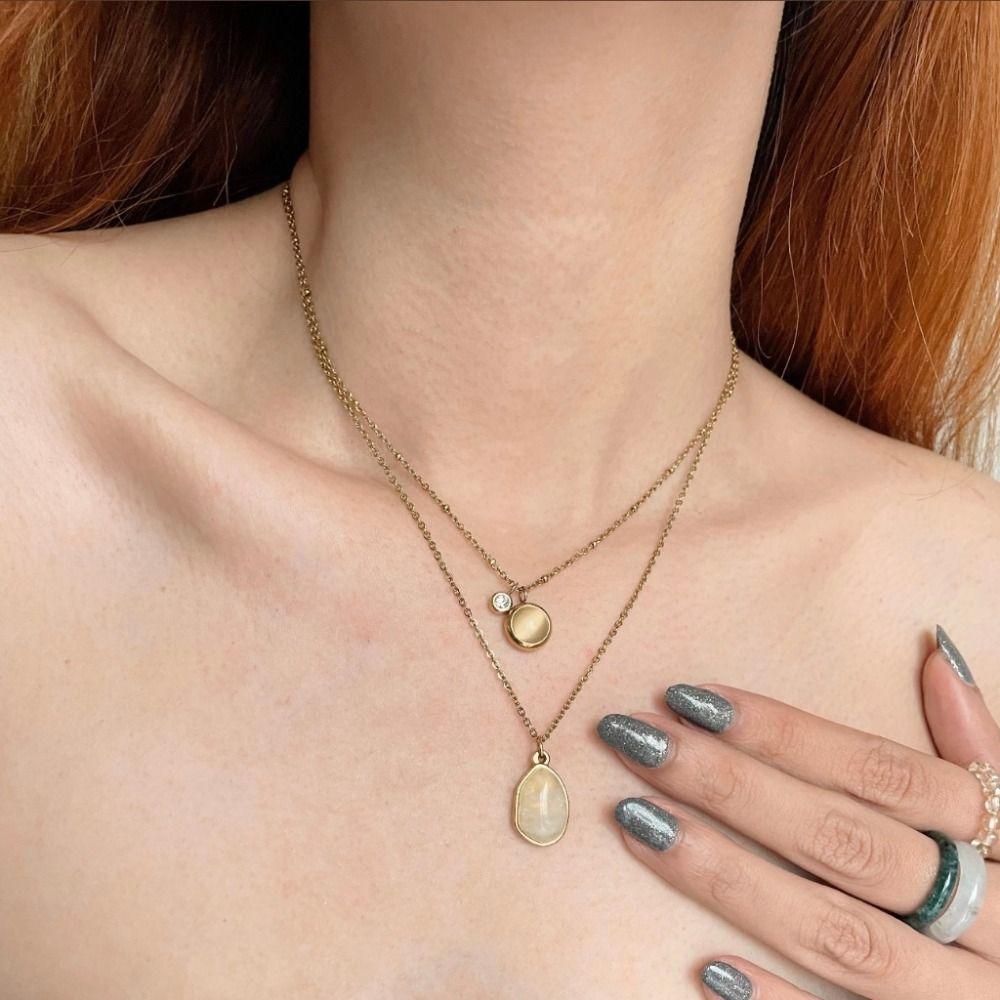 Plated 18K Gold Titanium Steel Necklace Casual Gold Collarbone Chain  Jewelry