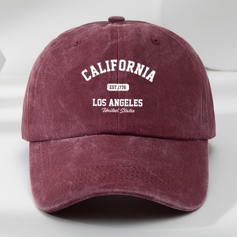 California Printed Outdoor UnisexS Washed Baseball Cap Vintage Washed Duckbill Hat Sports Casual Sunshade Cap 1pc