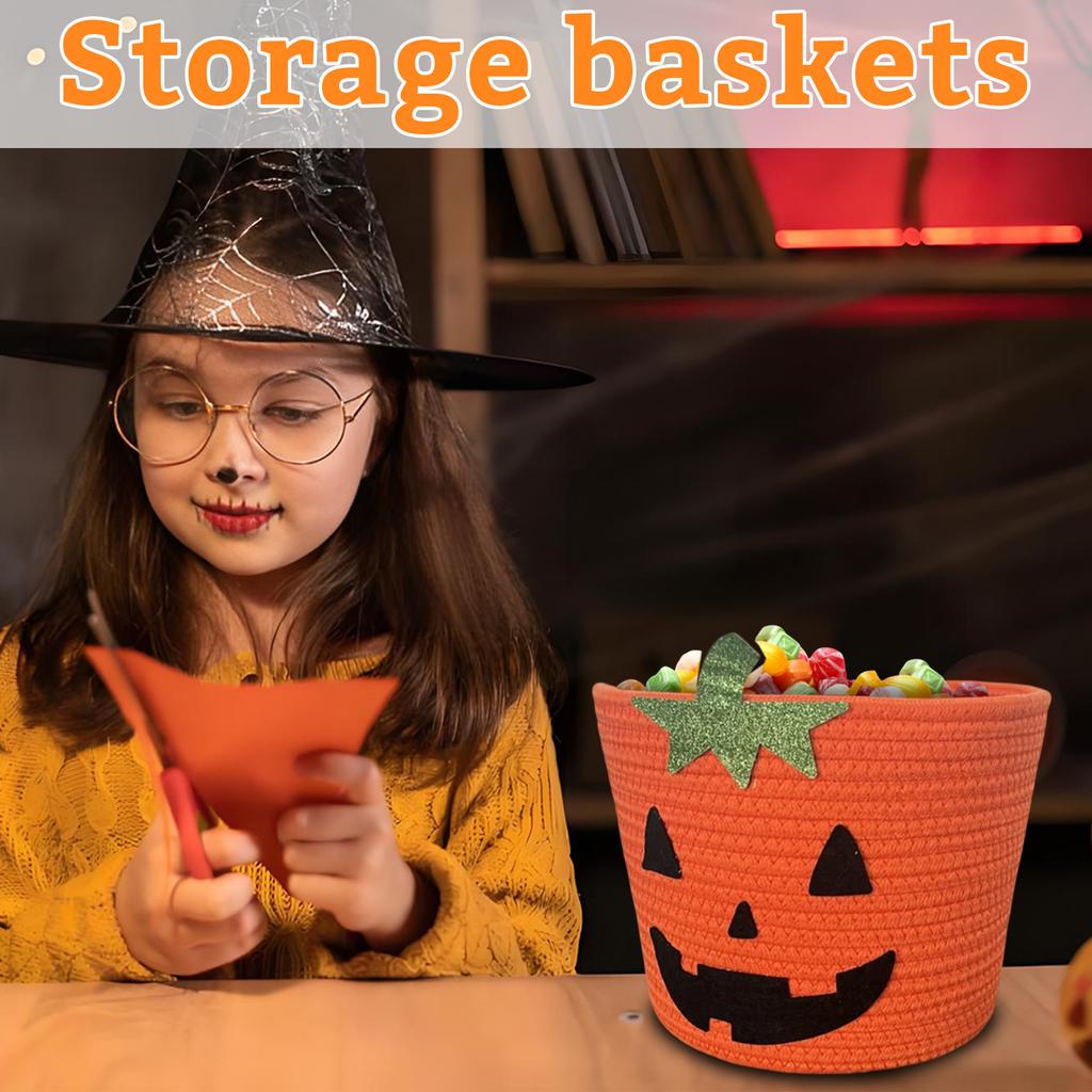 Halloween Pumpkin Candy Collection Basket for Kids or Storage