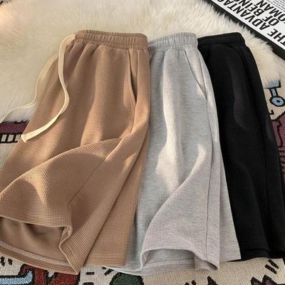 Sommer-Sport-Shorts für Damen, hohe Taille, Kordelzug, lockere, lässige, gerade, weites Bein, Fünf-Punkt-Hose