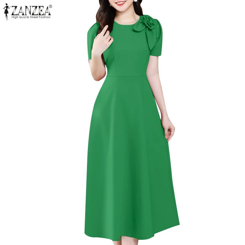 ZANZEA Women Casual 3D Flower Patchwork Summer Short Sleeve Dress