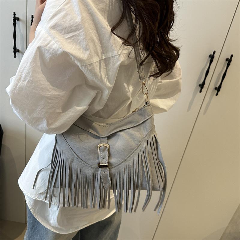 Trendige Quaste Einzigartig Vintage Stilvoll Matte Textur Verstellbarer Riemen Umhängetasche für Damen - Sommer Neuankömmling Vielseitig