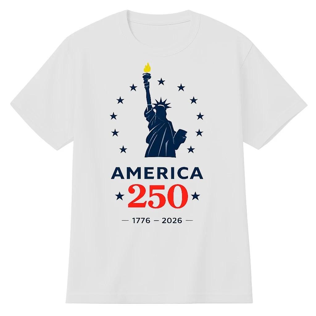 America 250 Historic TShirt  US 17762026Commemorative Semiquincentennial 2026 Springsummer new Fashion Shortsleeved top L
