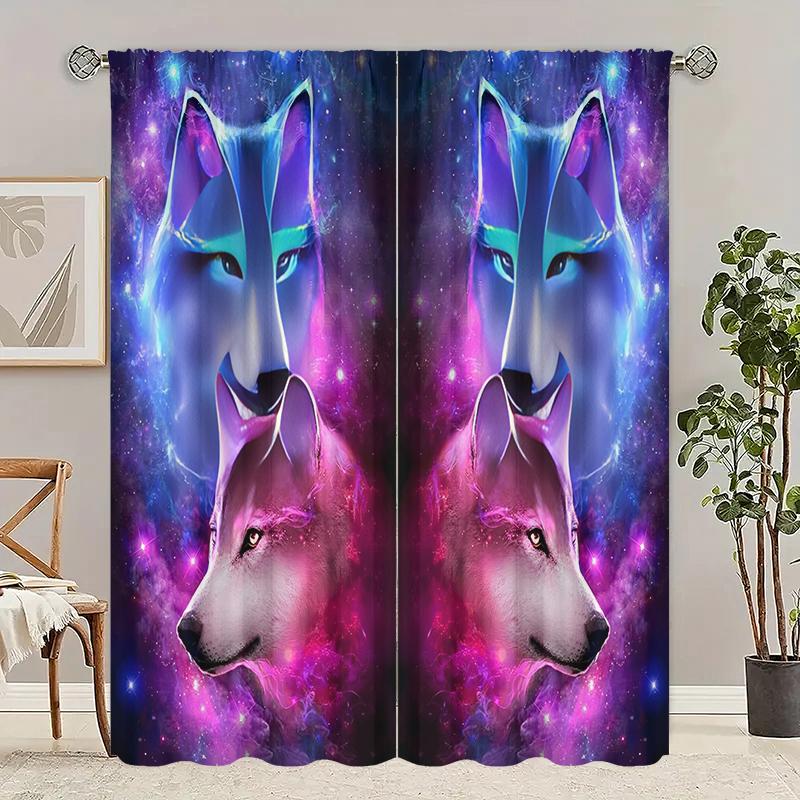 Wolf King/Printed curtains-Polyester-suitable for bedroom, living room, study private curtains,blackout curtains
