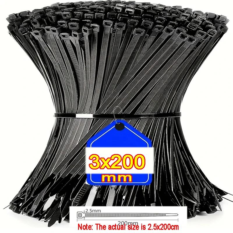 1000/100 szt. Plastikowe nylonowe opaski kablowe Samoblokujące opaski kablowe Paski Regulowane pętle mocujące do kabli Domowe i biurowe opaski zaciskowe