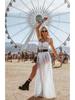 Hot Sale White Mesh Long Dress - Muse Macy Collection