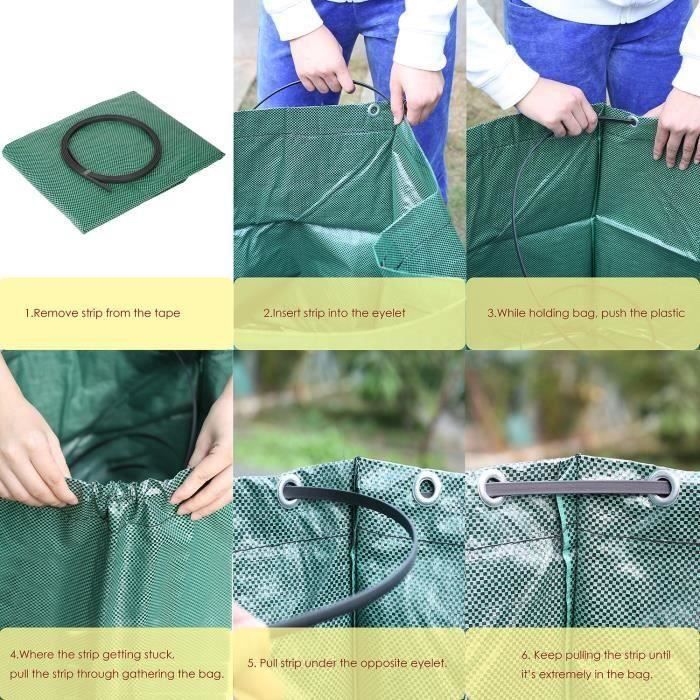 HAPPY-3 x 272L Sac de Jardin Sac de Déchets de Jardin en PE Solide - Autoportante et Pliable - Réutilisable