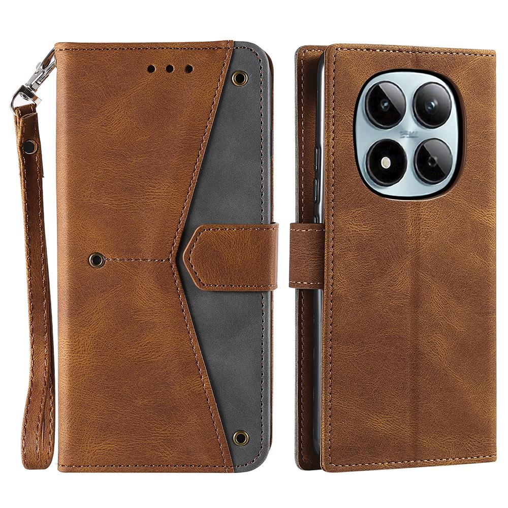 For Xiaomi Redmi Note 15 Pro 4G (Global) Leather Case Splicing Stitching Wallet Phone Cover with Wrist Strap