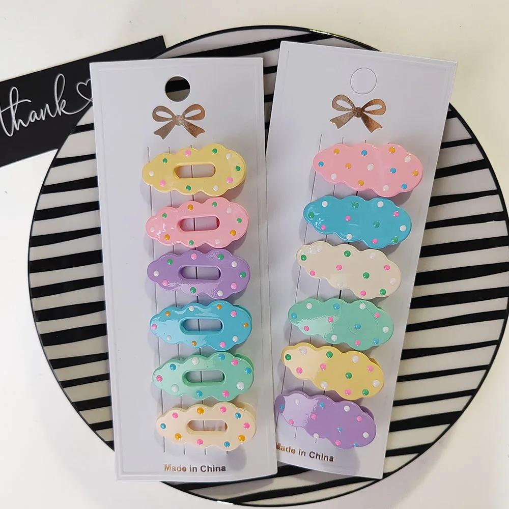 6pc Cute European and American Colorful Dot Hairpin Hair Side Clips for Women Girls Children Gift Korean Hair Accessories