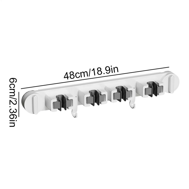 Suction Cup Mop and Broom Holder No Drilling Wall Mounted Mop Broom Hanger Kitchen Bathroom Organizer Cleaning Tool Storage Rack