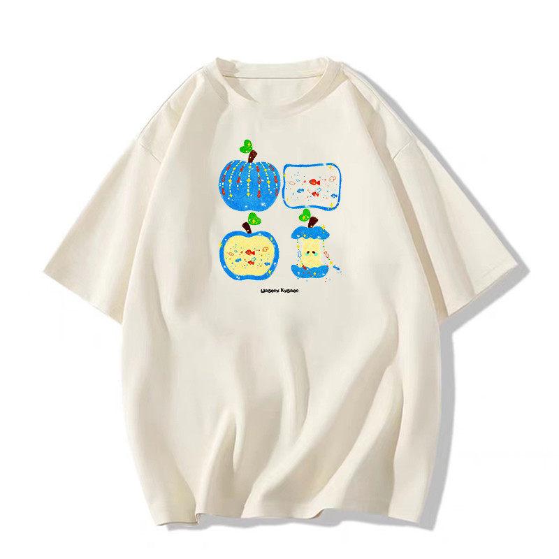 Milk Yellow Cotton Short-sleeved T-shirt Women's New Summer American Loose Niche Design Half-sleeved Top Ins