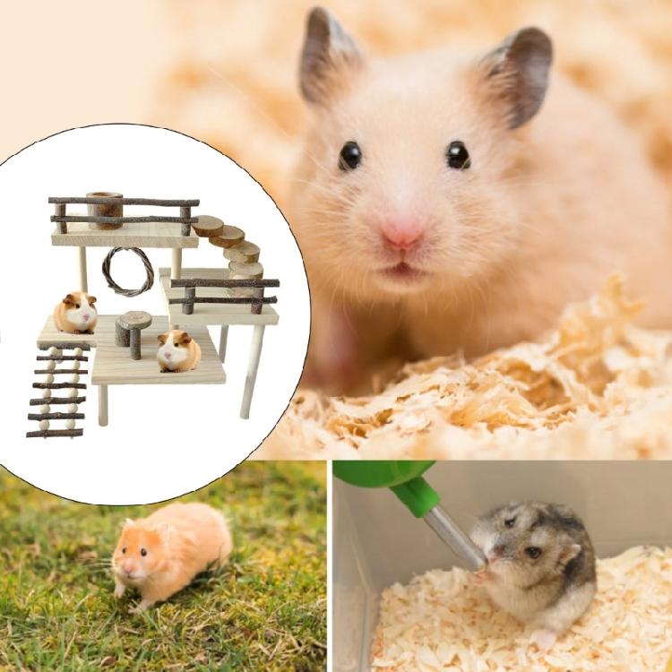 Wooden Hamster Toy Platform Cage Toy Accessories for Other Small Animals