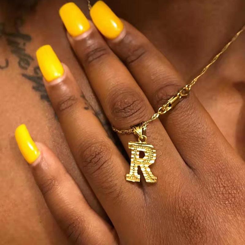 26 Alphabet Gold Plated Pendant Necklace Accessories Initial Necklace For Women Dainty Gold Letter A-Z Pendant