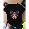 Pink Ribbon with Butterfly Women's Plus Size Sports Short Sleeve T-Shirt