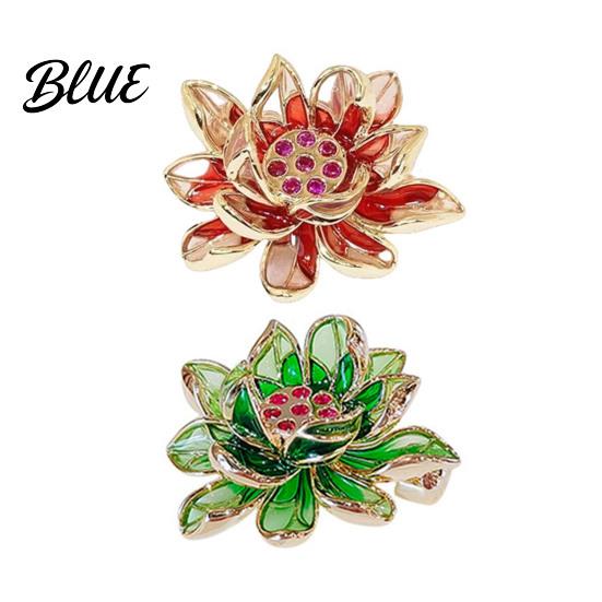 Meaningful Gift Accessory Chinese Style Enamel Brooch Sparkling Rhinestones Flower