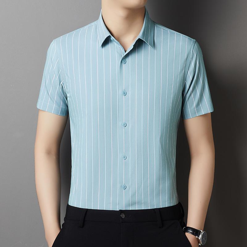 Мужская рубашка летняя с коротким рукавом модная молодежная корейская трендовая мужская — фото 3