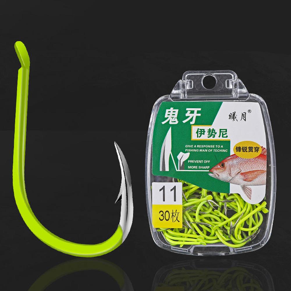 30pcs/box Japanese High Carbon Steel Fishing Hooks Powerful Jig Fish Worm Hook Isani Barbed Carp Mini Fishhooks Saltwater 3#-13#