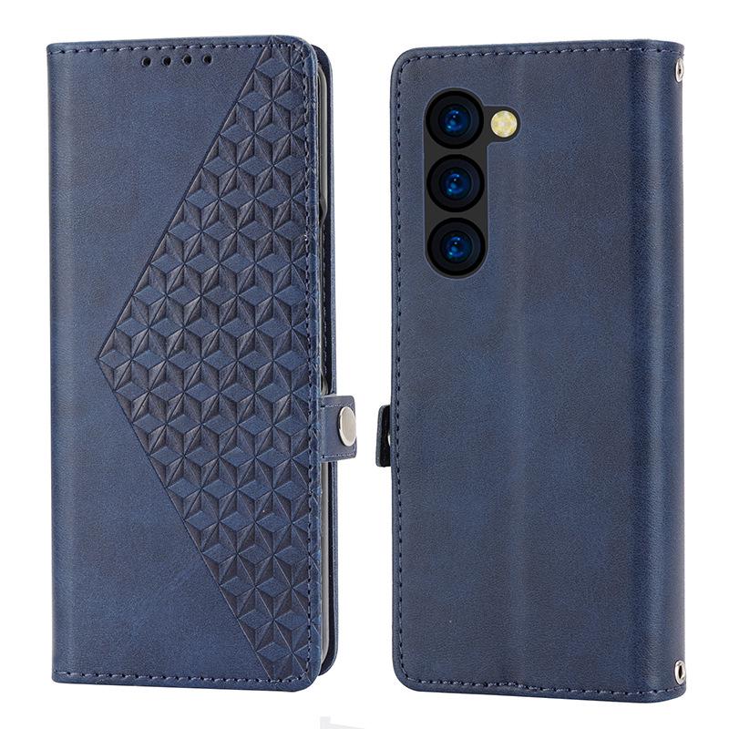 Samsung Folding Screen Leather Case - Calf Pattern Embossed Mobile Phone Case for ZFold4, Fold3, Z Fold5