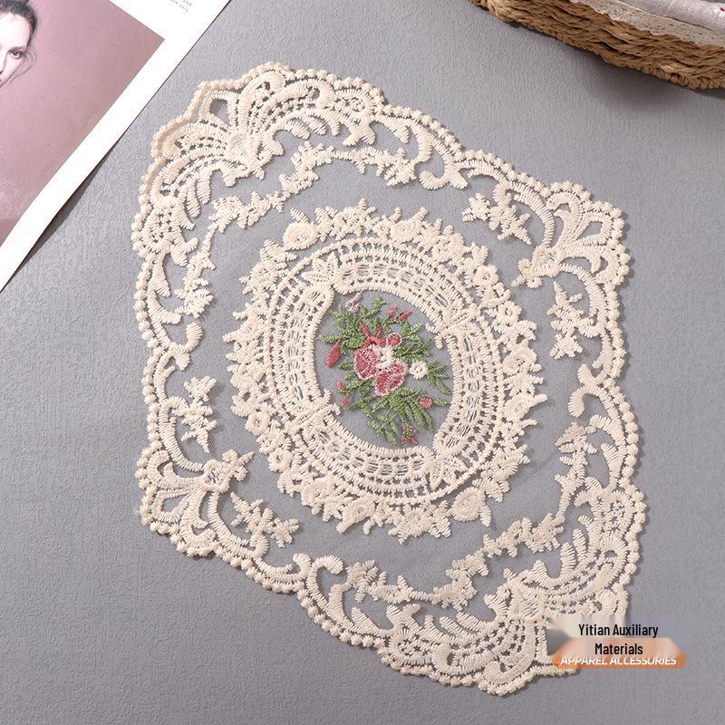 French Retro Lace Floral Table Placemat - European Pastoral Design for Afternoon Tea
